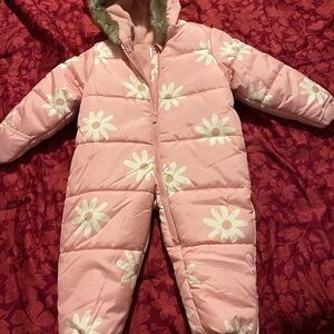 Carter's Pink Baby Snowsuit with Floral Design